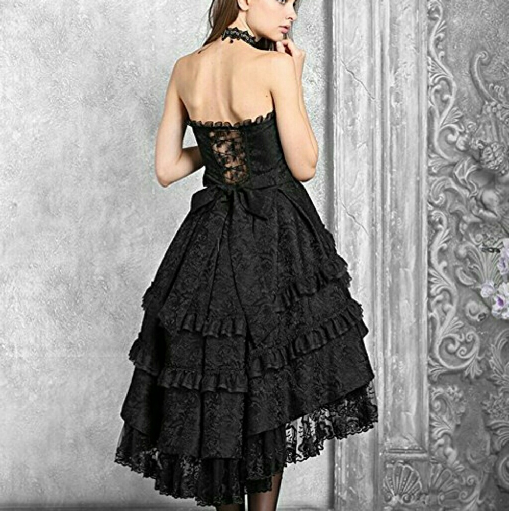 Gothic Dress Black  Steampunk Victorian Lace